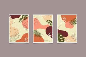 folhas tropicais de pôster moderno abstrato com formas para impressão vetor