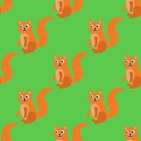 esquilo bonito dos desenhos animados no padrão sem emenda de estilo simples. fundo de animais da floresta. vetor