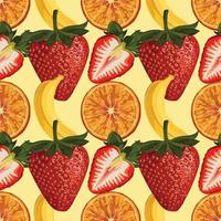 mão colorida desenhar design de padrão de fundo sem costura de frutas frescas vetor