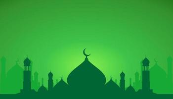 fundo da mesquita. vetor de design islâmico para segundo plano. ilustração de design de silhueta de mesquita. abstrato islâmico. fundo islâmico com ilustração de design de vetor de cor verde.