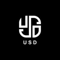 design de logotipo de letra usd em fundo preto. vetor inicial usd. design de letra usd. logotipo usd.