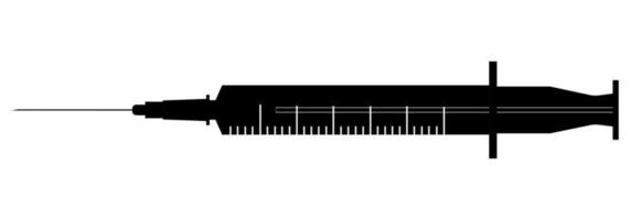 seringa médica, silhueta vetorial. vetor de um ícone de seringa preta sobre um fundo branco.