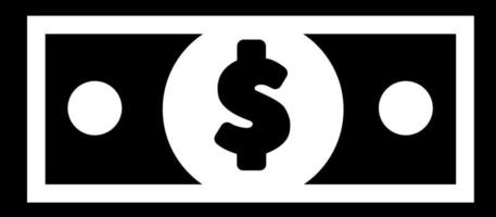 ícone de dinheiro, conta de papel, silhueta preta. destacado em um fundo branco. vetor