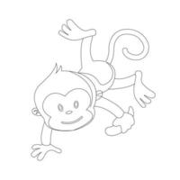 página de coloração de contorno de macaco bonitinho para crianças animais ilustração em vetor de desenho animado livro de colorir