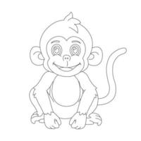 página de coloração de contorno de macaco bonitinho para crianças animais ilustração em vetor de desenho animado livro de colorir