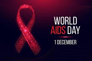 conceito de dia mundial da aids. modelo de banner com consciência de fita vermelha. ilustração vetorial. vetor