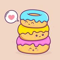 bonitos três donuts com cores diferentes vetor