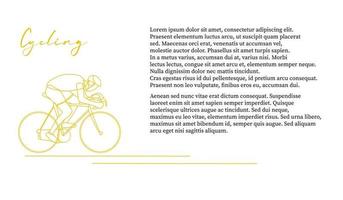 modelo de esportes vetoriais com um atleta linear desenhado à mão em uma bicicleta. competição de ciclismo, etapa de triatlo vetor