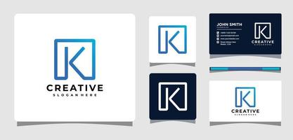 inspiração de design de logotipo quadrado letra k vetor