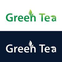 letras de chá verde com inspiração de design de logotipo de folhas vetor