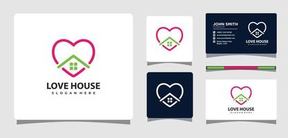 inspiração de design de logotipo de casa de coração vetor