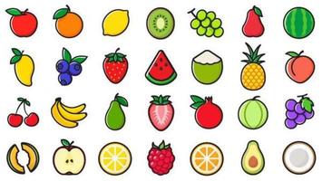 Conjunto de ícones de frutas vetor