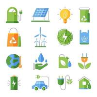 coleção de ícones de tecnologia verde vetor