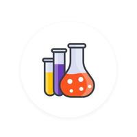 ícone de química, tubos de ensaio de vidro de laboratório, ilustração vetorial vetor