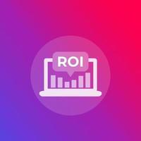 ícone de vetor roi com laptop e analytics