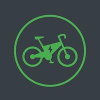 ícone de bicicleta elétrica em círculo, pictograma de e-bike, transporte ecológico moderno, ilustração vetorial vetor
