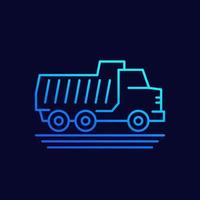 ícone de vetor de linha de caminhão basculante