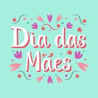 dia das maes letras design colorido com flores desenhadas à mão. cartão de dia das mães. para cartazes, banners, gravuras, blogs de mídia social, artigos. vetor