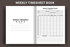livro de horas semanais. interior do livro de registro do quadro de horários. modelo de caderno de gestão de negócios. modelo de diário de horário. interior do caderno. interior do diário do quadro de horários do funcionário do escritório. vetor