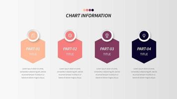 Infográfico de lógica em quatro etapas com hexágonos e ícones de negócios vetor