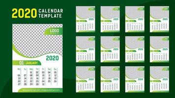 Modelo de calendário verde 2020