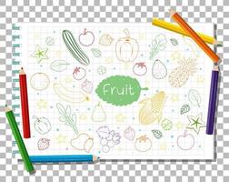 doodle desenhado de mão de frutas vetor