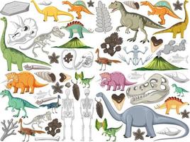 conjunto de diferentes animais de dinossauros pré-históricos vetor