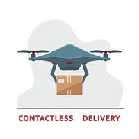 conceito de entrega de drone. entrega sem contato. vetor