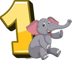 um elefante com o número um vetor