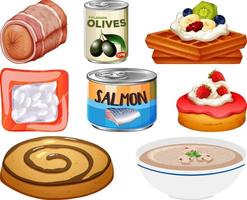 coleção de desenhos animados de alimentos diferentes vetor