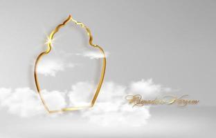 símbolo islâmico da janela árabe de ouro ramadan kareem no conceito do céu para o festival da comunidade muçulmana. ilustração vetorial de modelo de banner no fundo do céu branco vetor