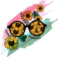 óculos de sol de girassol de verão vetor