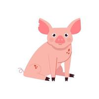 ilustração em vetor bonito porco dos desenhos animados. personagem de animal de fazenda doméstico isolado no fundo branco