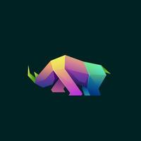 design de logotipo de rinoceronte colorido vetor