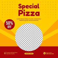 design de modelo de banner de mídia social de pizza especial vetor