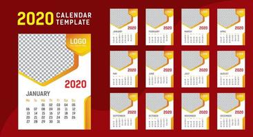 Modelo de calendário de parede 2020 vetor