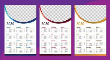 Modelo de calendário de uma página 2020