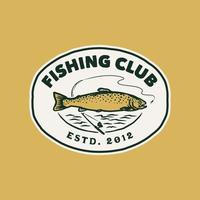 rótulo de logotipo de clube de pesca vintage desenhado à mão vetor