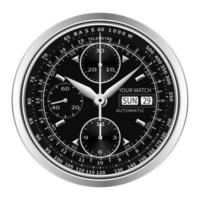 luxo prata preto realista relógio face cronógrafo no vetor de fundo branco