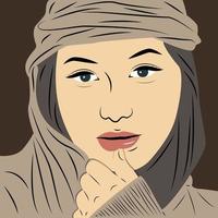 mulher muçulmana em hijab. retrato de uma jovem asiática em vestido moderno. avatar de vetor em estilo cartoon.