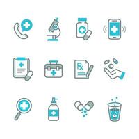 conjunto de ícone de medicina e saúde vetor