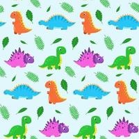 sem costura padrão com dinossauros de desenho animado. impressão fofa para roupas infantis, têxteis, decoração de quarto de berçário. fundo de bebê para tecido, cartão postal, papel de embrulho, produtos de presente, papel de parede vetor