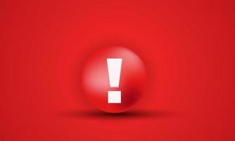 alerta de símbolo de ícone de design de aviso de urgência vermelho 3d vetor