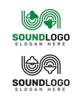 vetor de design de logotipo de onda sonora de alto-falante