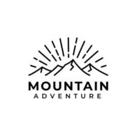 vetor de design de logotipo de arte de linha de viagem de aventura vintage de montanha