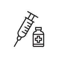 frasco de vacina com um ícone de vetor de seringa