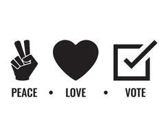 paz, amor, ícone de vetor de voto