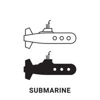 ícone de sub vetor de embarcação submarina militar