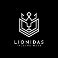 vetor de design de logotipo de arte de linha de cabeça de rei leão real