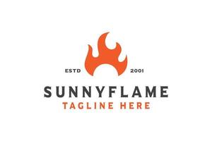 vetor de design de logotipo do pôr do sol de fogo
